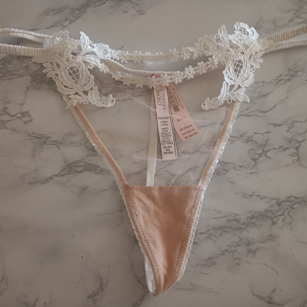 Victoria's Secret White and Tan Lace Panties